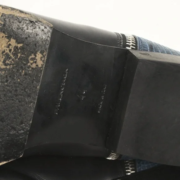 Balenciaga Side Zip Cowhide Leather Blue Python Zip Up Boots - Picture 10 of 10